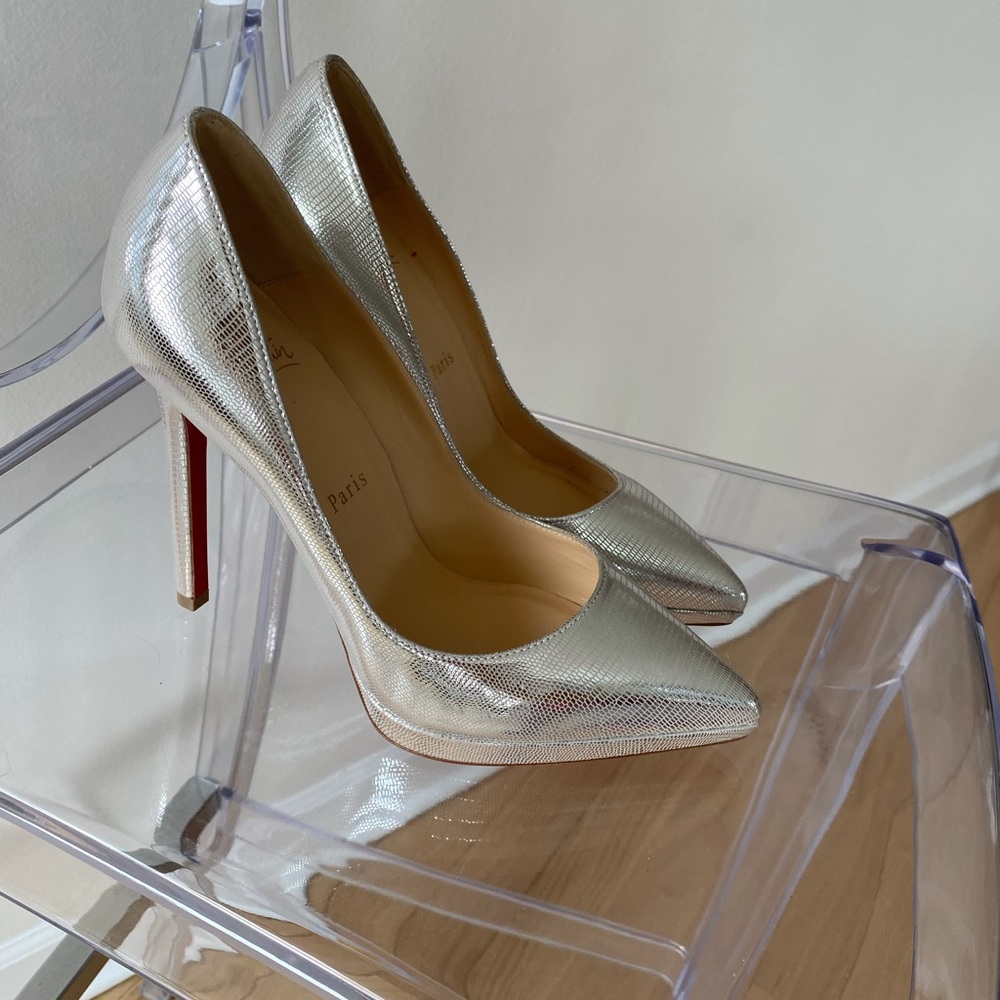 Never worn Christian Louboutins 37 silver
